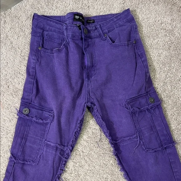 Kids Purple Cargo Jeans - Picture 2 of 4